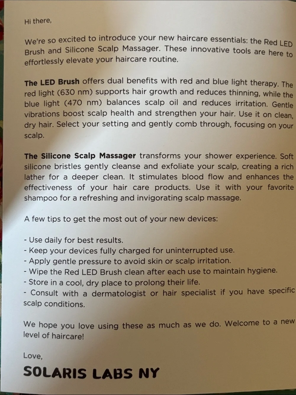 LED Hair Growth Stimulating Brush, Red and Blue Light Scalp Therapy, NWT
